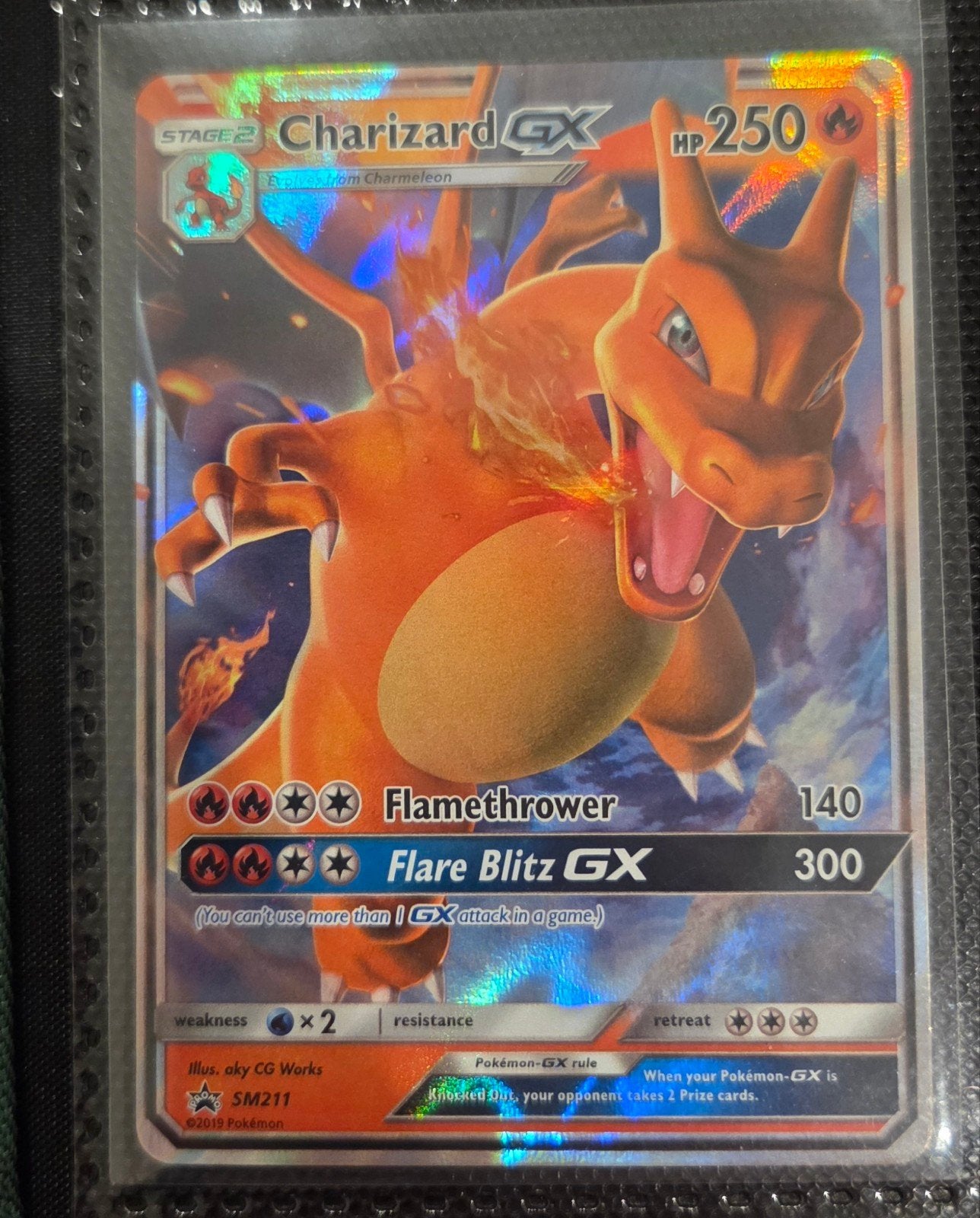 Charizard GX, Ophalen of Verzenden, Zo goed als nieuw, Losse kaart, Foil