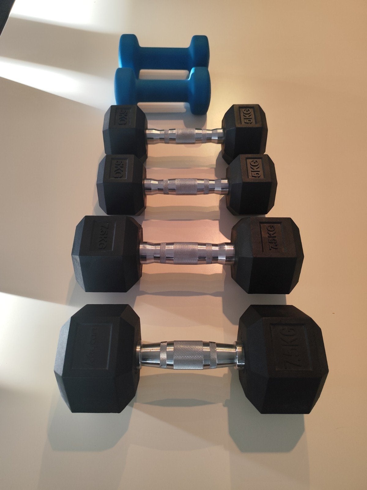 Set Rubberen Hex Dumbbells (Totaal 31 kg) – 3 paren, Ophalen, Zo goed als nieuw, Dumbbell