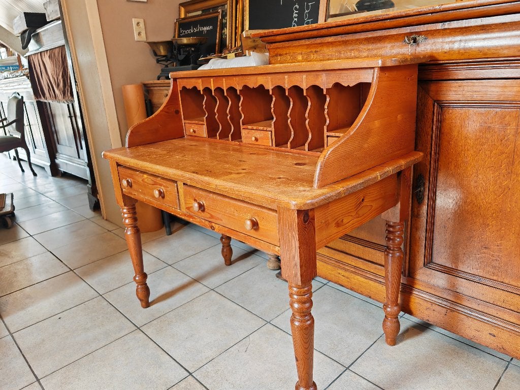 Table de bureau ancienne en pin avec plateau L 114 cm P 61, 114 cm, Enlèvement, Antique, Bois