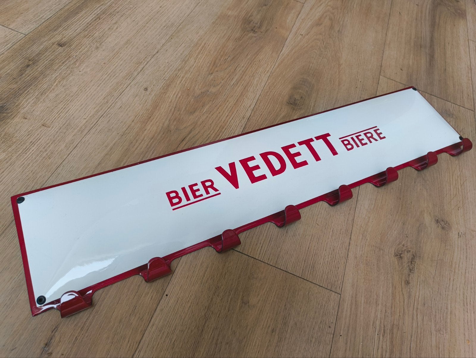 Emaille kapstok Vedett Moortgat, Verzamelen, Ophalen of Verzenden, Zo goed als nieuw, Reclamebord, Plaat of Schild, Overige merken