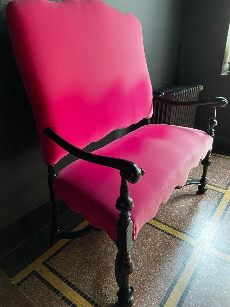 Banquette ancienne fuchsia/Style Napoléon III/Boudoir chic, Antiek en Kunst, Antiek | Meubels | Stoelen en Sofa's, Ophalen