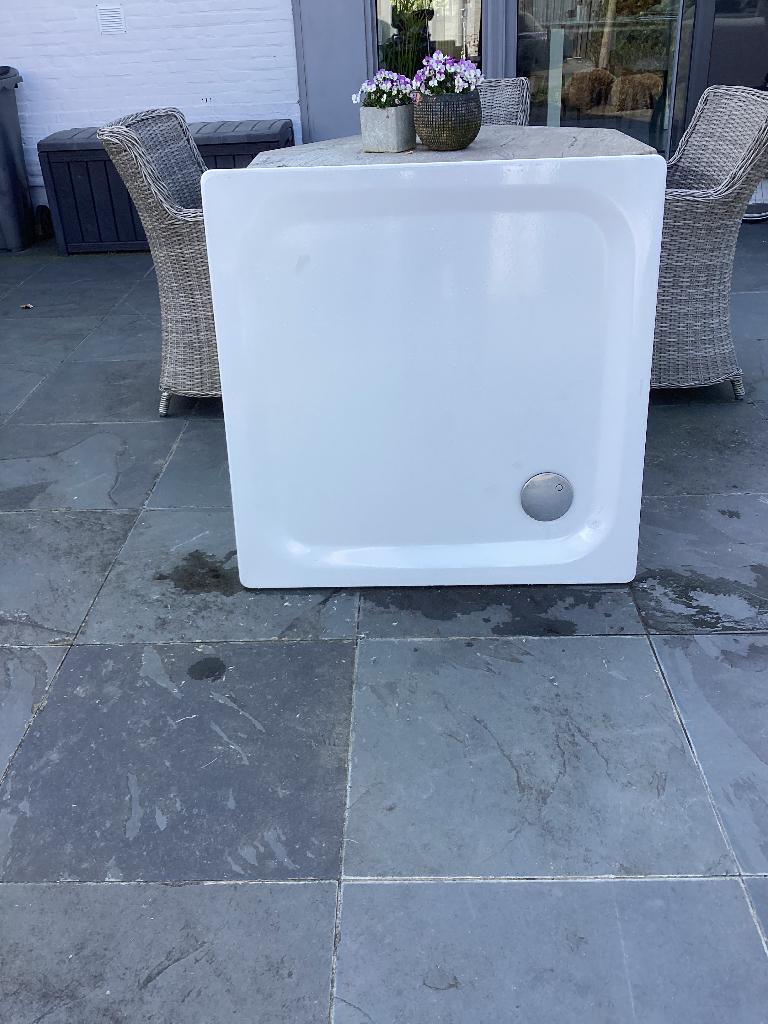 Doucheplaat wit met zeer laag hoogteverschil(2,5cm), Doe-het-zelf en Bouw, Sanitair, Zo goed als nieuw, Douche, Chroom, Ophalen