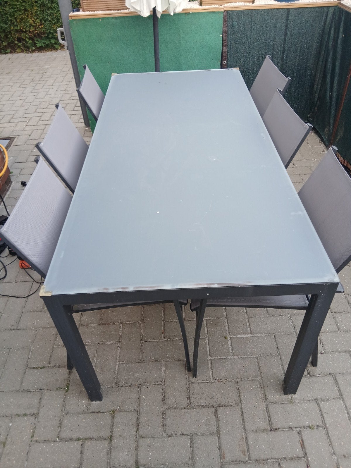 Tuintafel + 6 stoelen lager dan 300 euro ga ik niet, Tuin en Terras, Tuintafels, Zo goed als nieuw, Rechthoekig, Aluminium, Ophalen