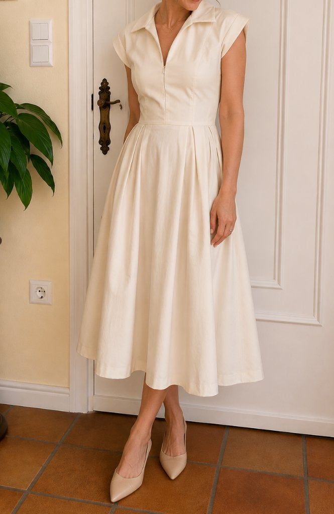 Imperial elegante ivoorkleurige jurk – maat S, Kleding | Dames, Beige, Ophalen of Verzenden, Imperial, Maat 36 (S)