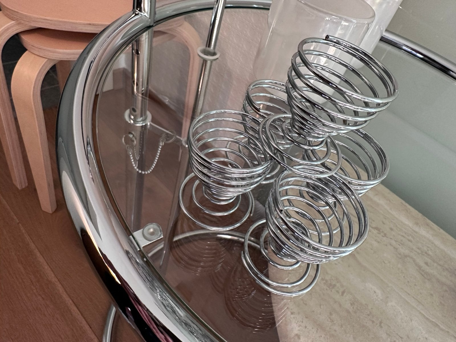Vintage chroom eiererdopjes, Ophalen