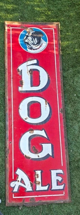 Panneau d'affichage en émail Dog Ale 1952, Enlèvement ou Envoi