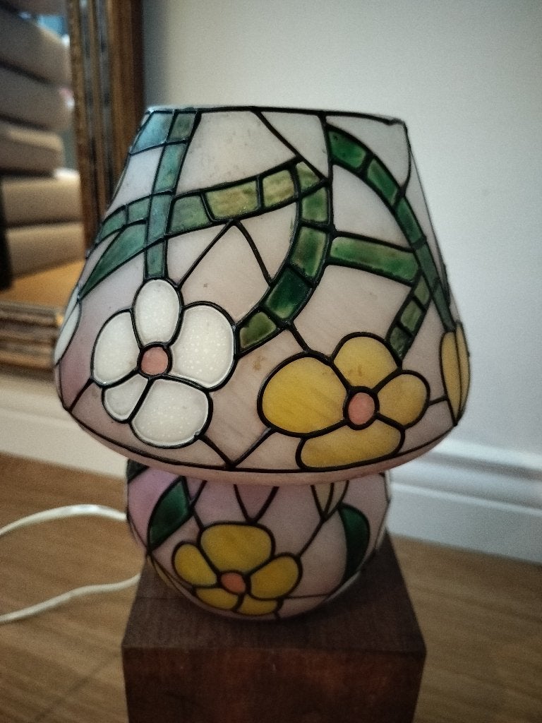 Tafellamp Tiffany stijl, Gebruikt, Tiffany lamp, Glas, Roze