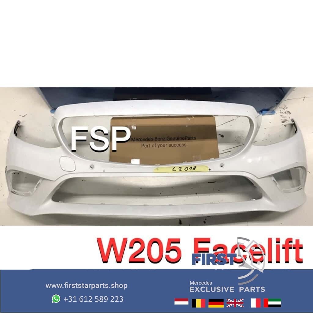 W205 Facelift Voorbumper wit Mercedes C Klasse 2019 2020 bum, Gebruikt, -, Voor, Ophalen of Verzenden