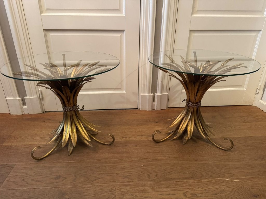 Hollywood Regency bijzettafels met gouden graanmotief tarwe, Enlèvement