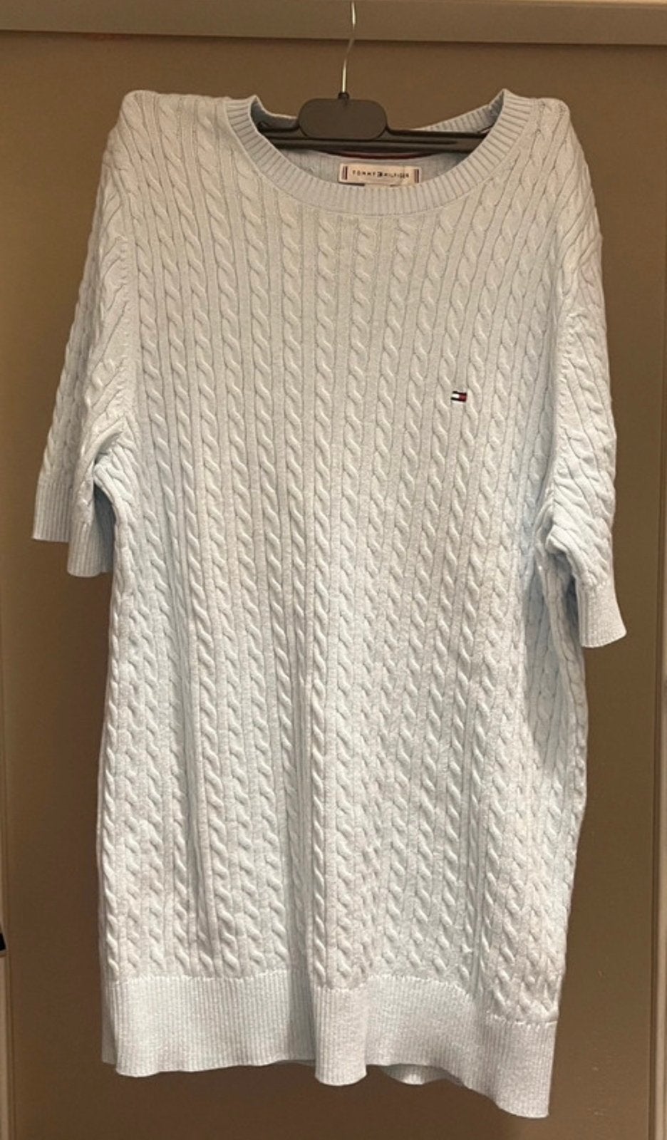 Tommy Hilfiger gebreide trui met korte mouwen, Maat 38/40 (M), Blauw, Nieuw, Ophalen of Verzenden