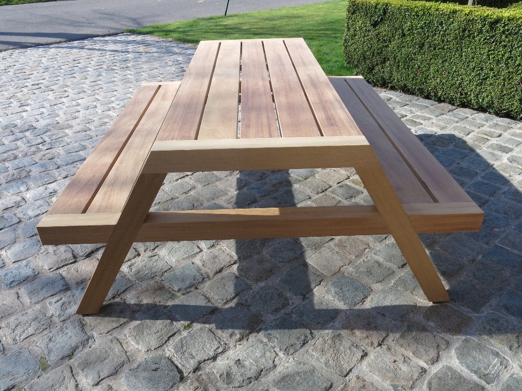 TABLE DE PIQUE-NIQUE EN TECK À VENDRE, Jardin & Terrasse, Tables de pique-nique, Enlèvement, Neuf, Rectangulaire