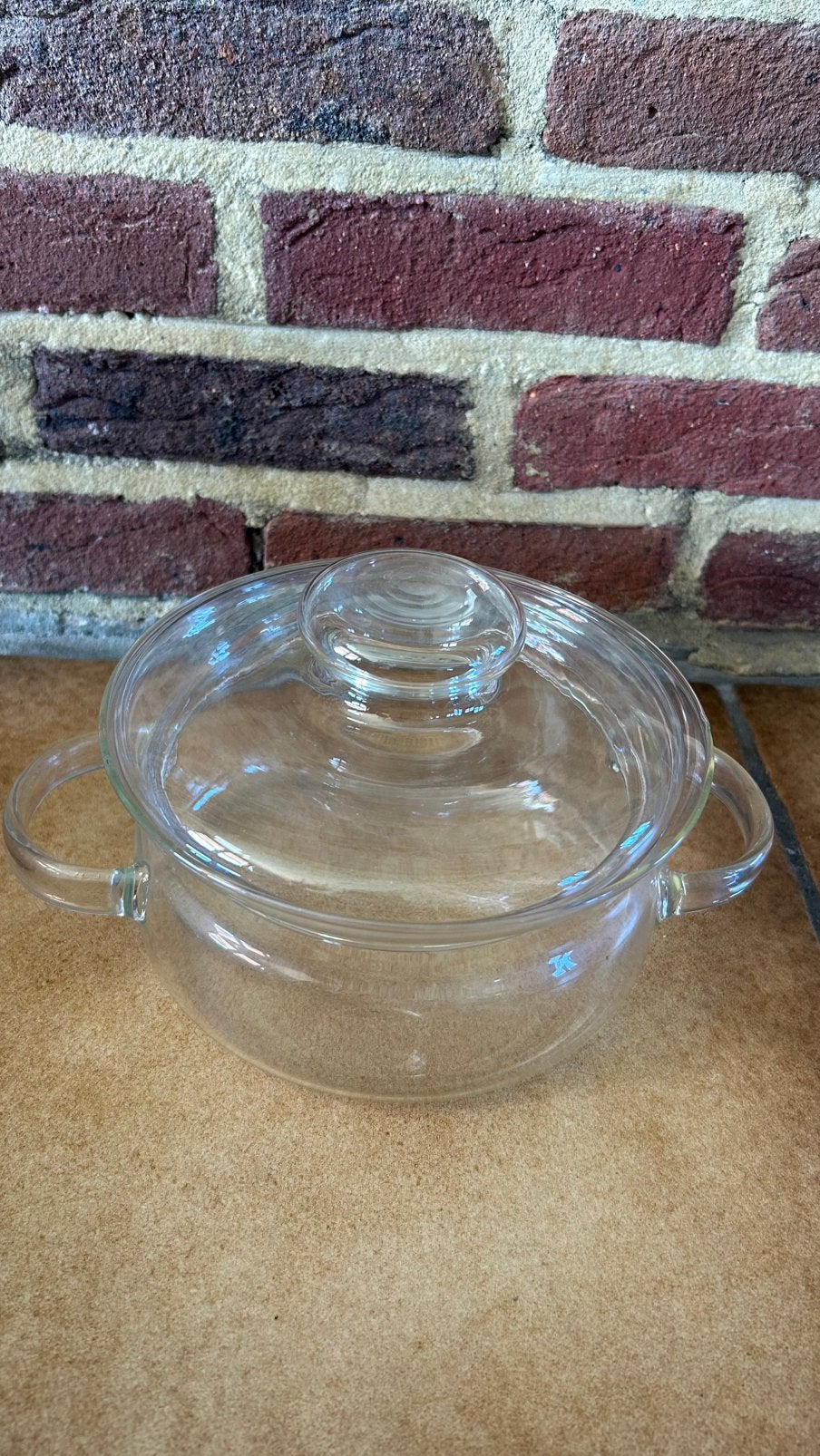 Vintage glazen kookpot / casserole met deksel, Ophalen of Verzenden