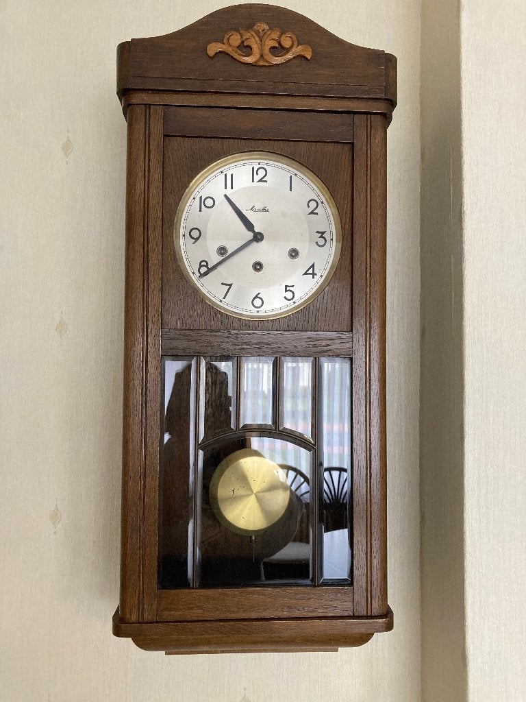 Werkende Mauthe wandklok met Big Ben-slag - vintage erfstuk, Antiek en Kunst, Ophalen