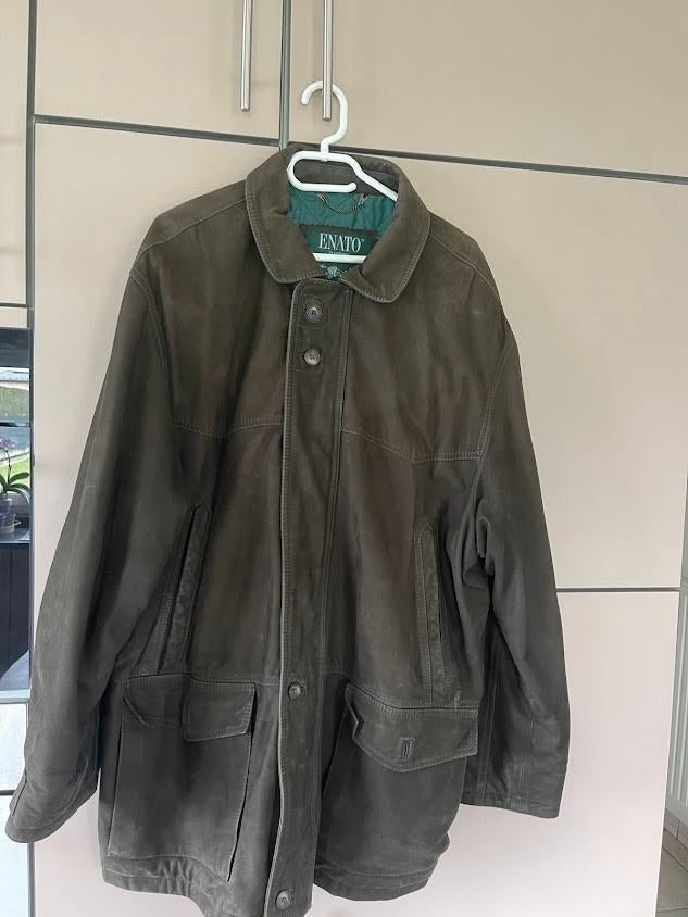 Vintage leren Enato Heren Suède Jas - Maat 52, Enato, Taille 52/54 (L), Brun, Enlèvement