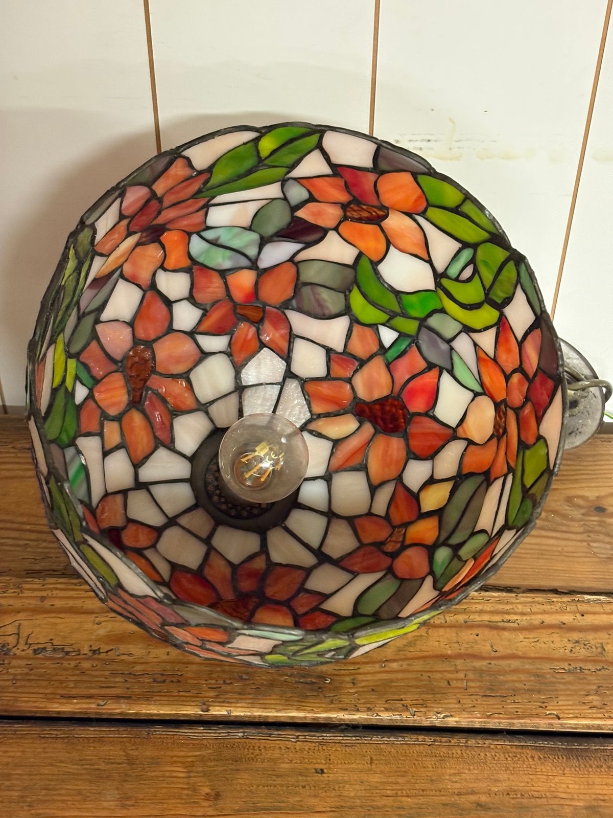 Lampe suspendue en vitrail Tiffany originale de 30 cm, Maison & Meubles, Enlèvement ou Envoi, Comme neuf, Verre
