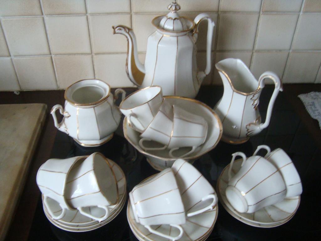 Koffieservies in Oud Brussels porselein., Antiek en Kunst, Ophalen