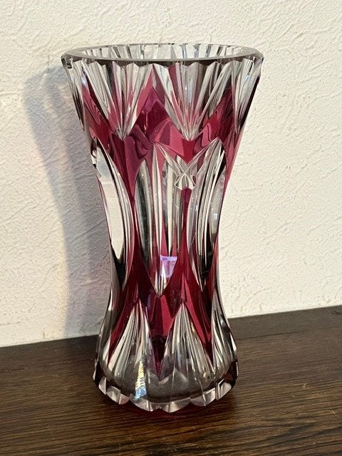 Val Saint Lambert Vaas , Roze geslepen 121/250, Antiek en Kunst, Ophalen