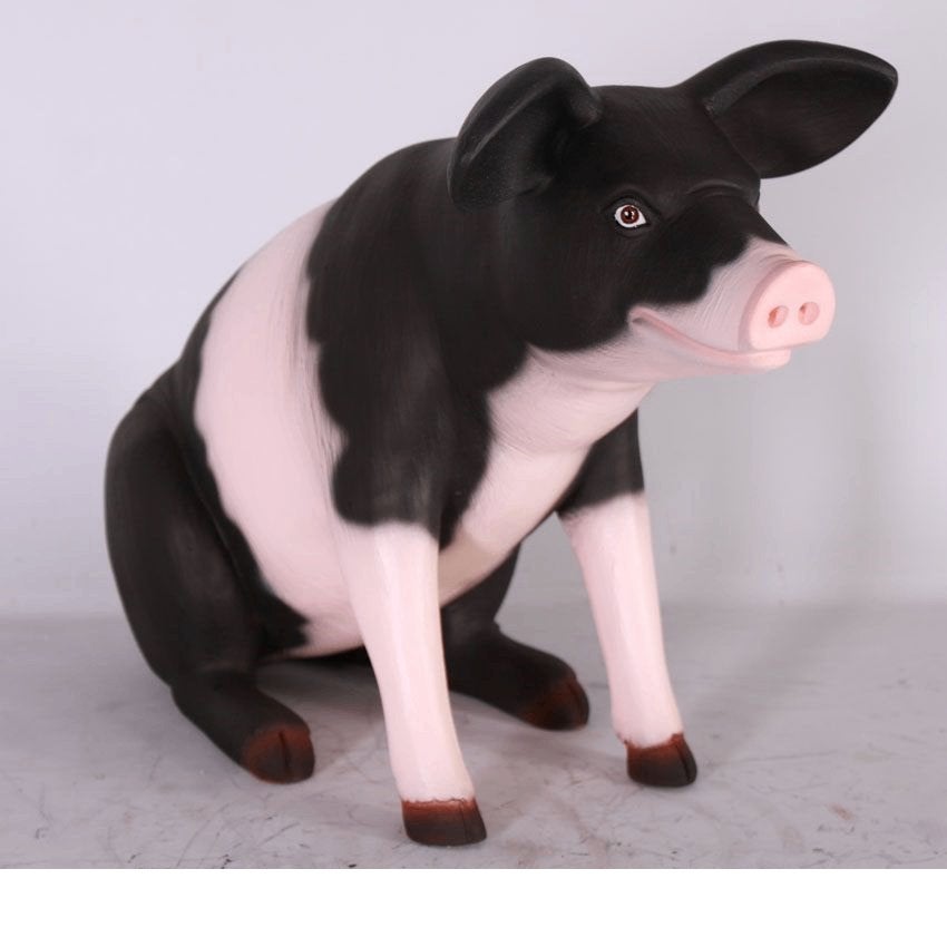 Pig Sitting Pink & Black – Varken beeld Lengte 59 cm, Verzamelen, Ophalen, Nieuw