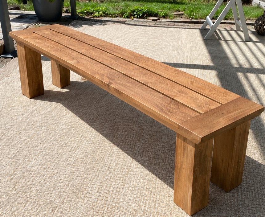 Très beau banc en teck recyclé NEUF – 180 cm, Enlèvement, Neuf, Bois de teck