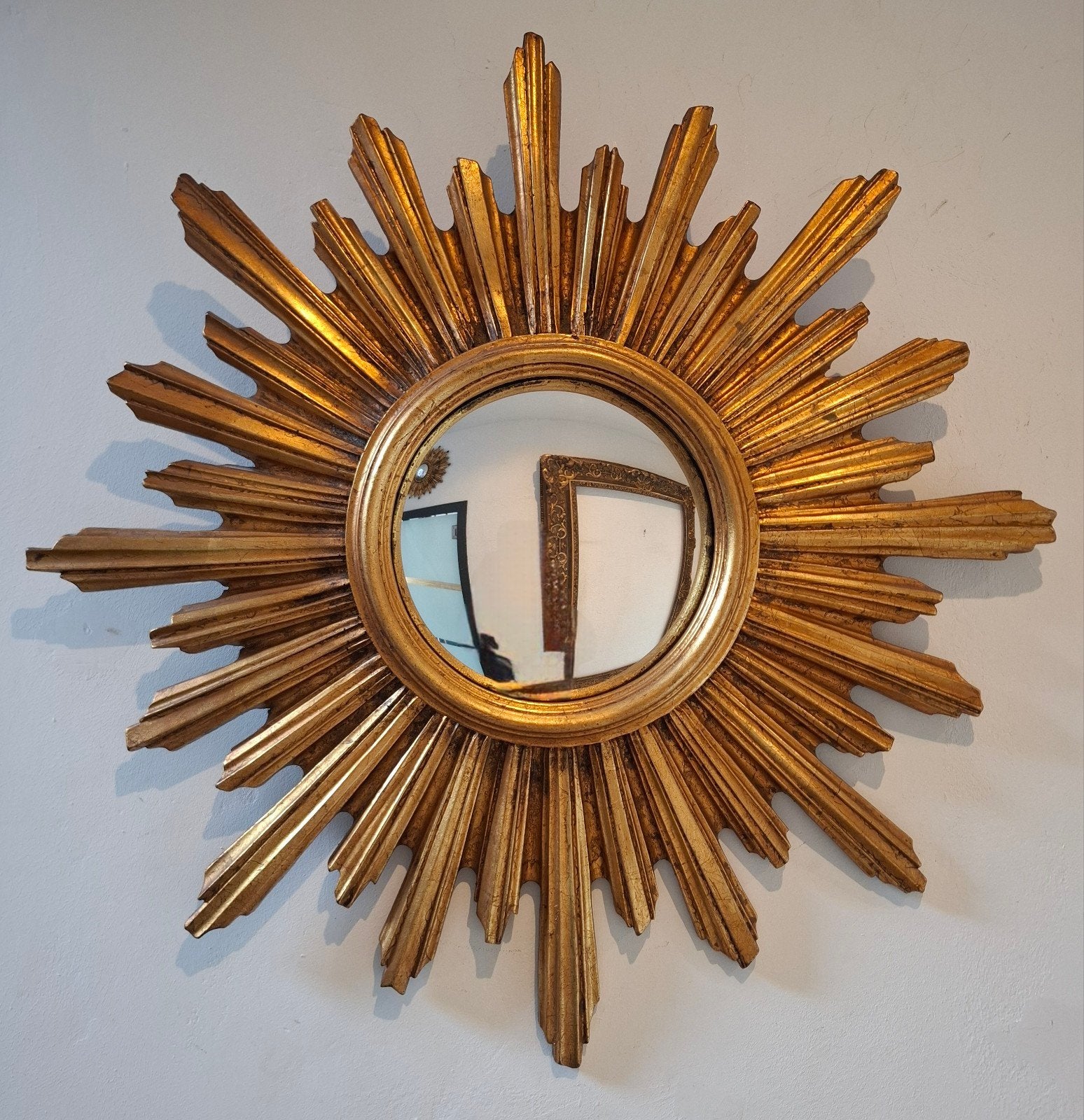 Zonnespiegel Miroir soleil 1970 convexe superbe patine, Ophalen of Verzenden