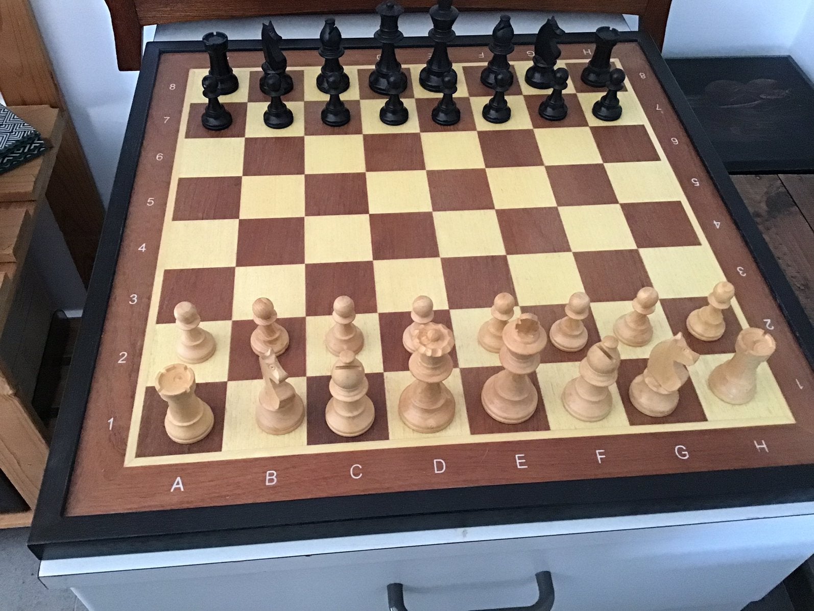 Top schaakspel groot houten bord en STAUNTON stukken maat 5., Hobby en Vrije tijd, Ophalen of Verzenden, Zo goed als nieuw