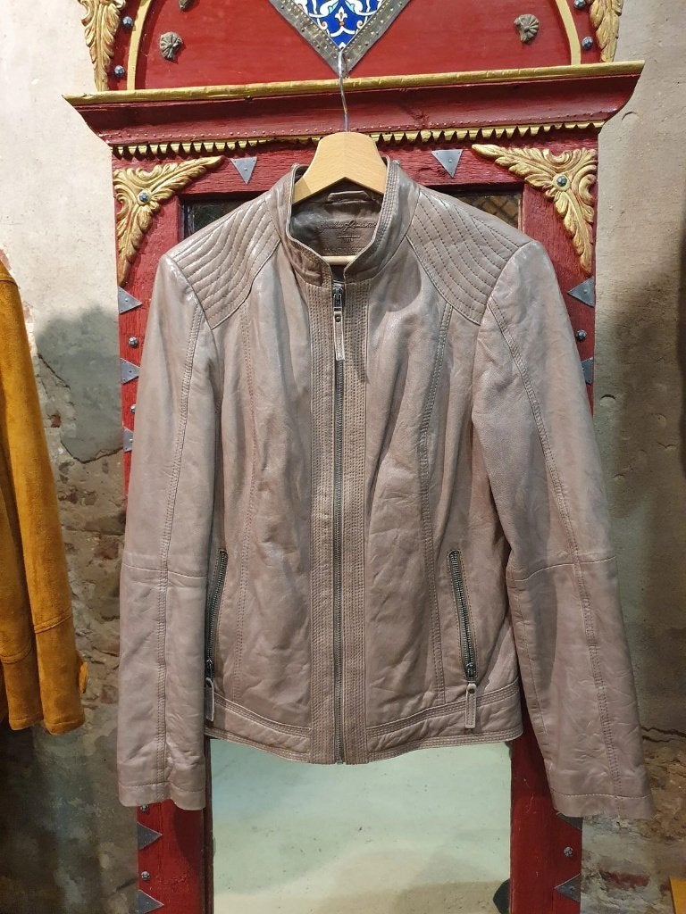 Beige Dames Jas, echt leer - Maat S (DE36, FR38), Beige, Garden Romantic, Nieuw, Ophalen of Verzenden