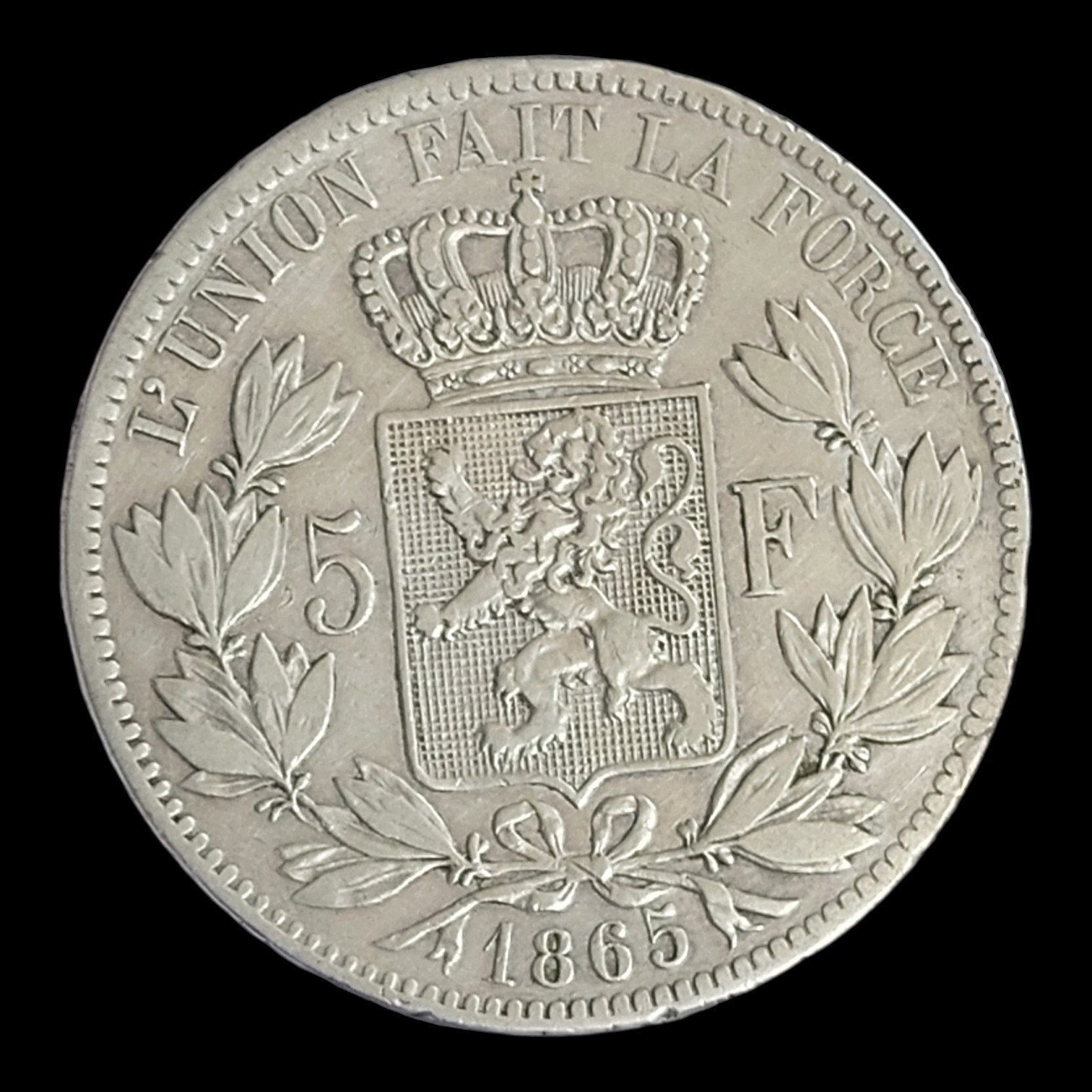+ Rare / Pièce de monnaie / Leopold I / 5 Francs / 1865, Enlèvement ou Envoi, Argent, Monnaie en vrac