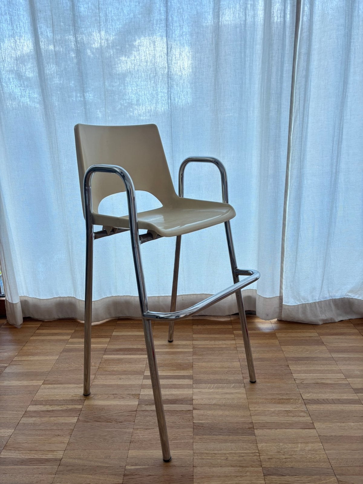 Hoge kinderstoel – chroom & kunststof – jaren 70/80, Ophalen, Gebruikt