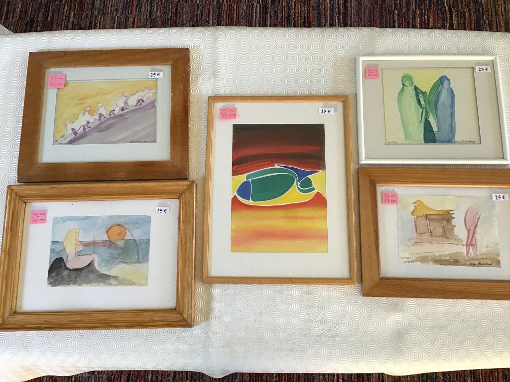 5 mooie aquarellen aan 25 euro per stuk, Antiquités & Art, Art | Peinture | Moderne, Enlèvement ou Envoi, Aquarelle, Figures