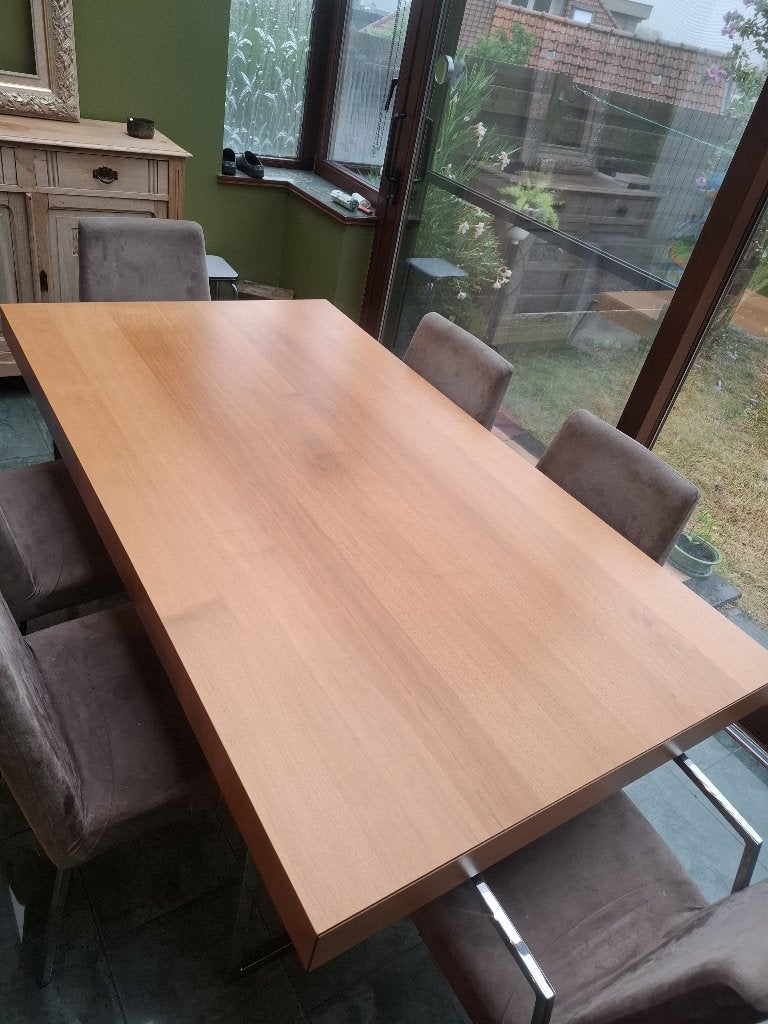 Uitschuifbare eettafel + 6 stoelen, Huis en Inrichting, Tafels | Eettafels, Ophalen, Gebruikt, 100 tot 150 cm, Vijf personen of meer