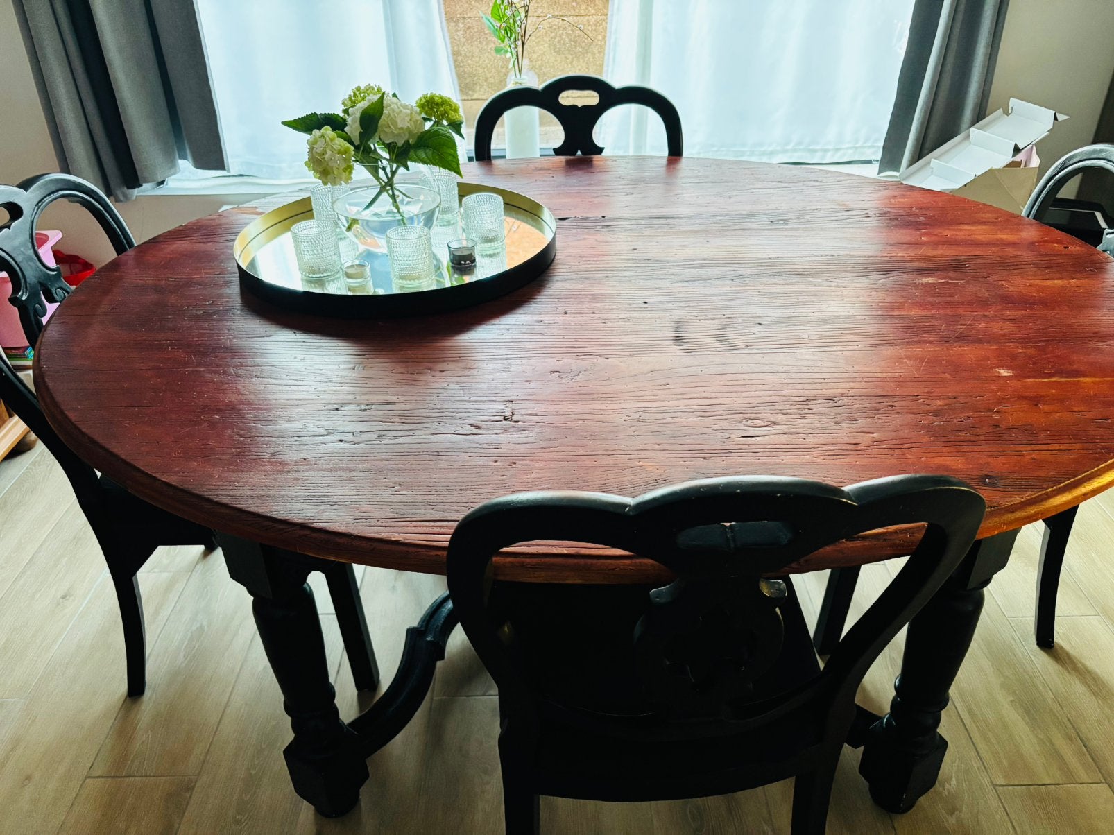 Landelijke eettafel met 6 stoelen, Huis en Inrichting, Tafels | Eettafels, Ophalen, Overige materialen, Gebruikt, Landelijk
