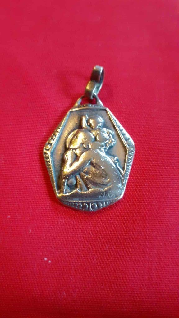 medaille religieuse en cuivre saint christophe (x2044), Ophalen of Verzenden, Gebruikt, Sieraad, Christendom | Katholiek