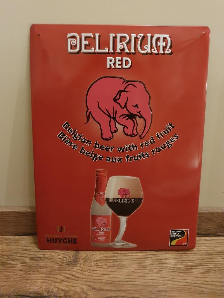 Metaal Reclamebord - Delirium Red -, Verzamelen, Merken en Reclamevoorwerpen, Ophalen of Verzenden, Gebruikt, Reclamebord