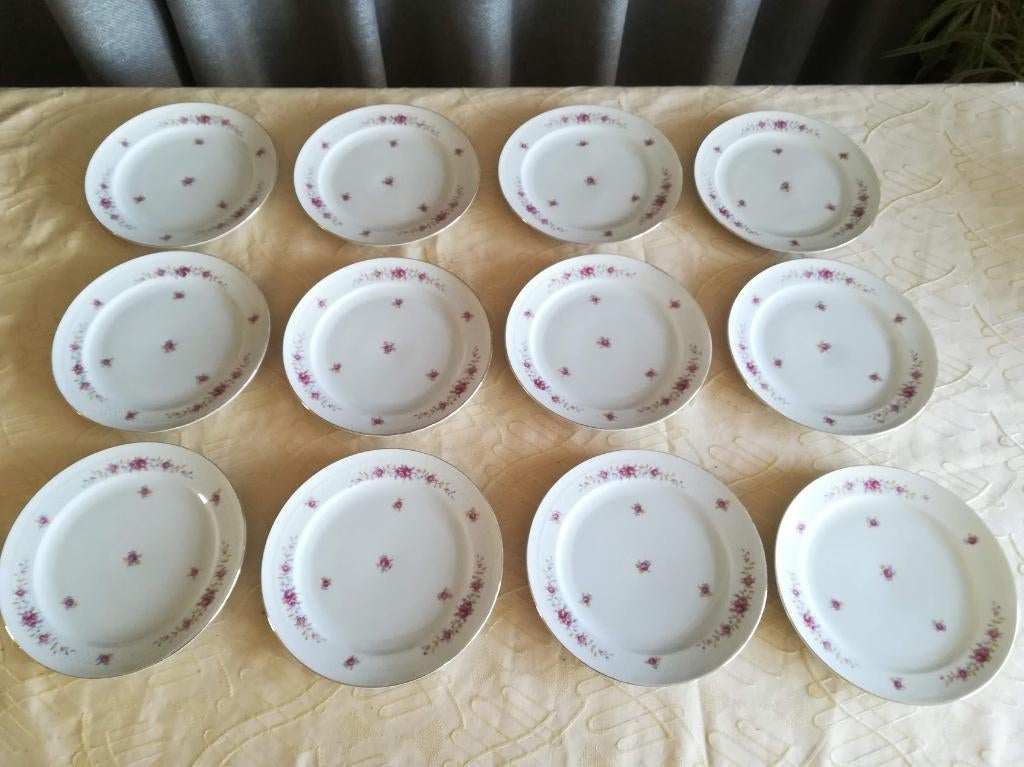 6 of 12 dessert borden met gouden rand Eschenbach Roswitha, Antiek en Kunst, Antiek | Servies los, Ophalen of Verzenden