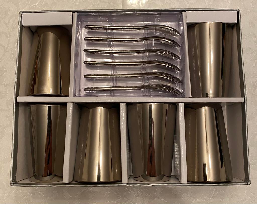 6 tasses à expresso + 6 cuillères, Enlèvement, Neuf