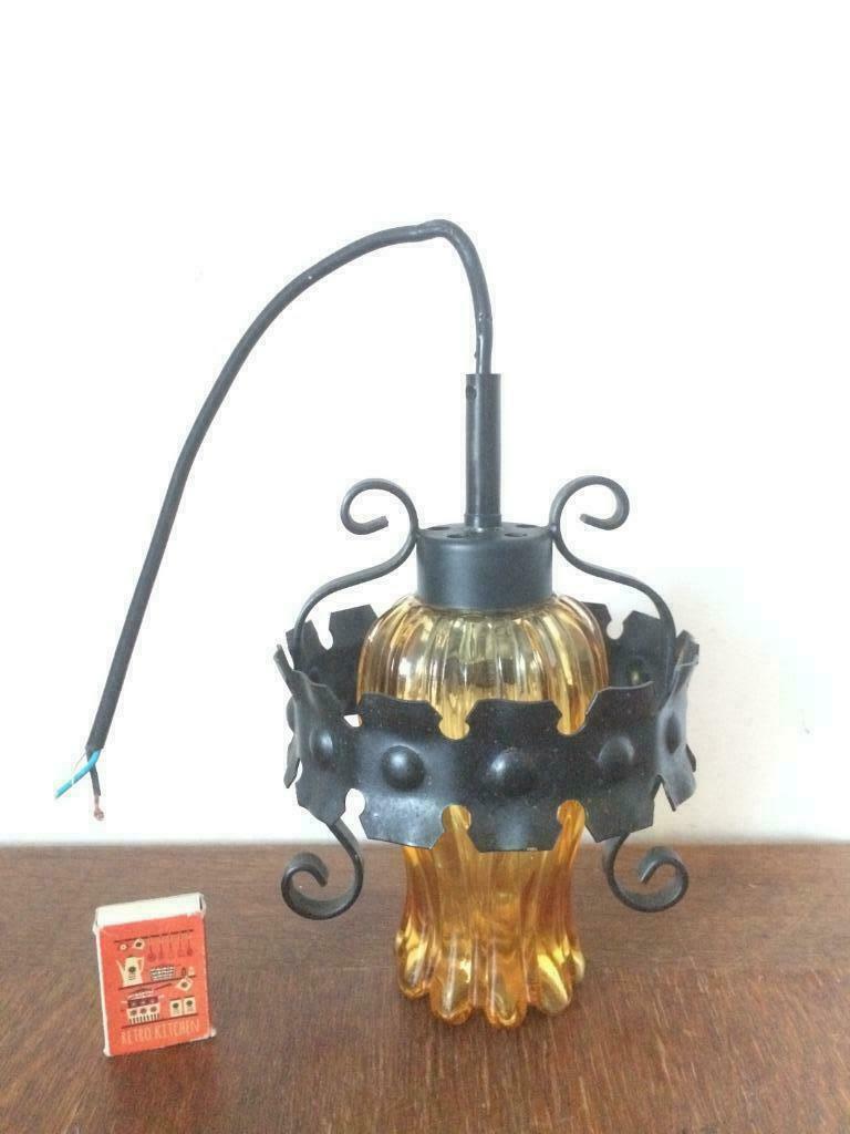 Lampe à suspension en fonte de verre épais orange Lampe à su, Oud coca cola flesje, Moins de 50 cm, Enlèvement ou Envoi, Verre