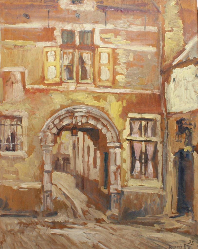 Jules Rambo (1896-1974): Poortje 1935 (43 x 53 cm), Antiquités & Art, Enlèvement ou Envoi