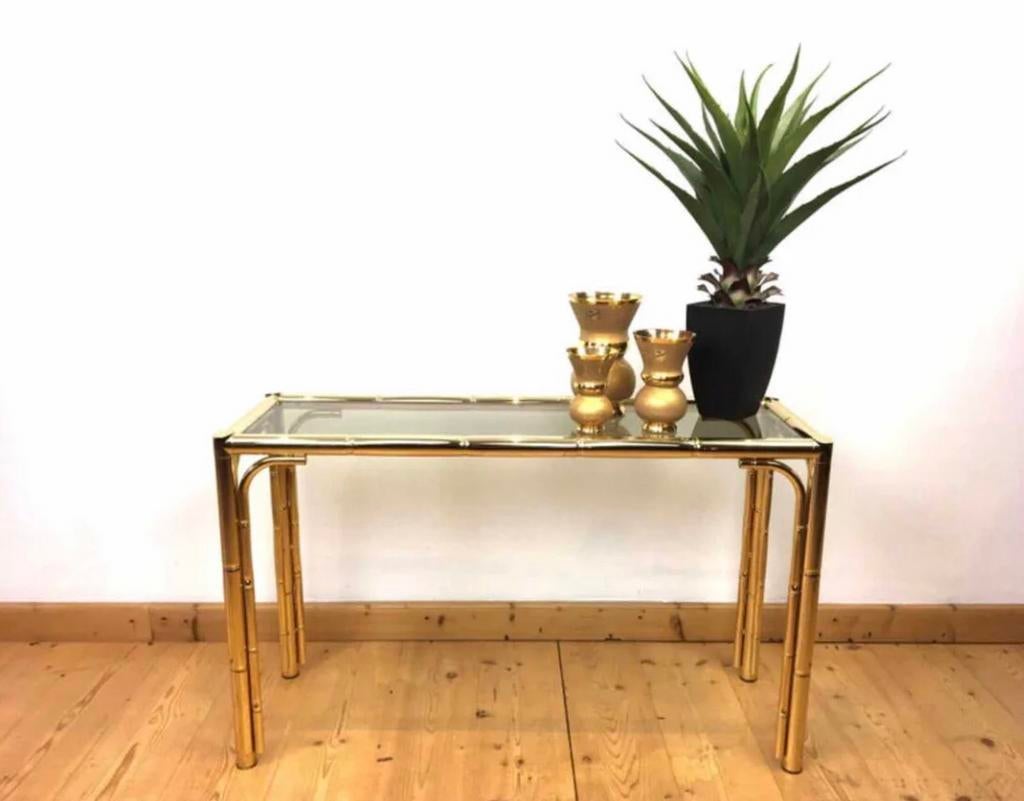 Console vintage en faux bambou des années 1970, Antiquités & Art, Antiquités | Meubles | Tables, Enlèvement