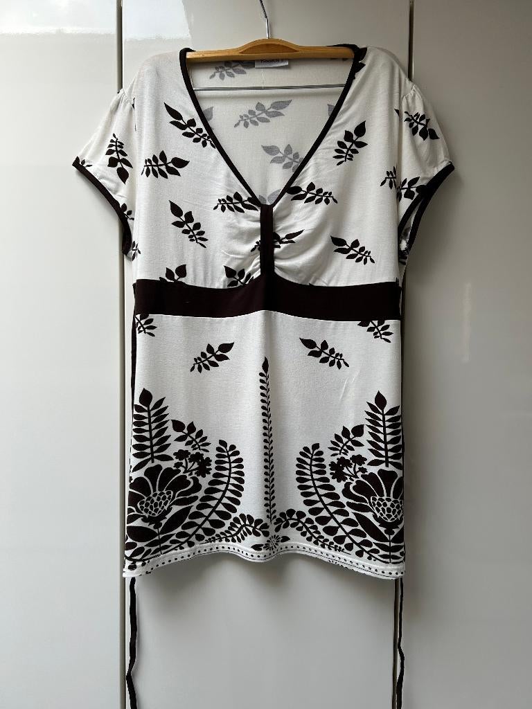 Tee-shirt blanc crème et marron Yessica - Taille L *, Taille 42/44 (L), Manches courtes, Enlèvement ou Envoi, Yessica