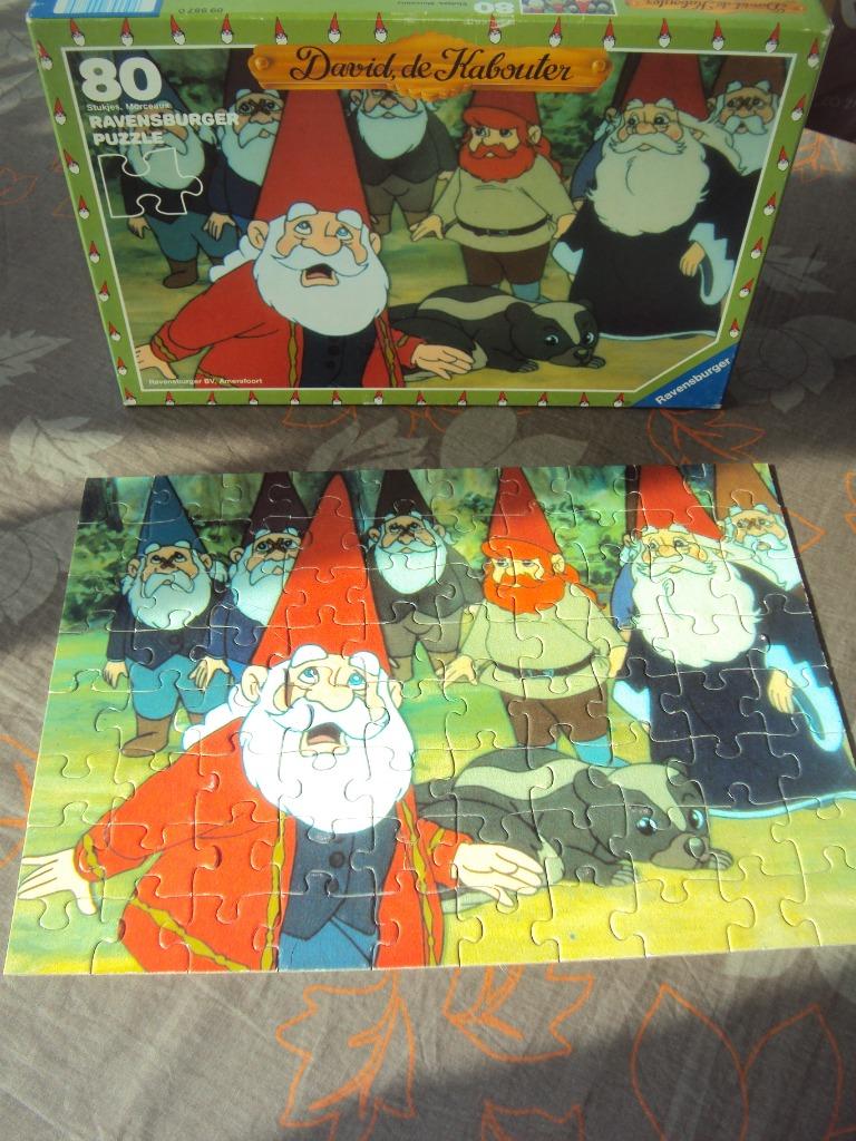 Puzzel "David de kabouter" 80 stuks. Vintage. retro, Ophalen of Verzenden, Meer dan 50 stukjes