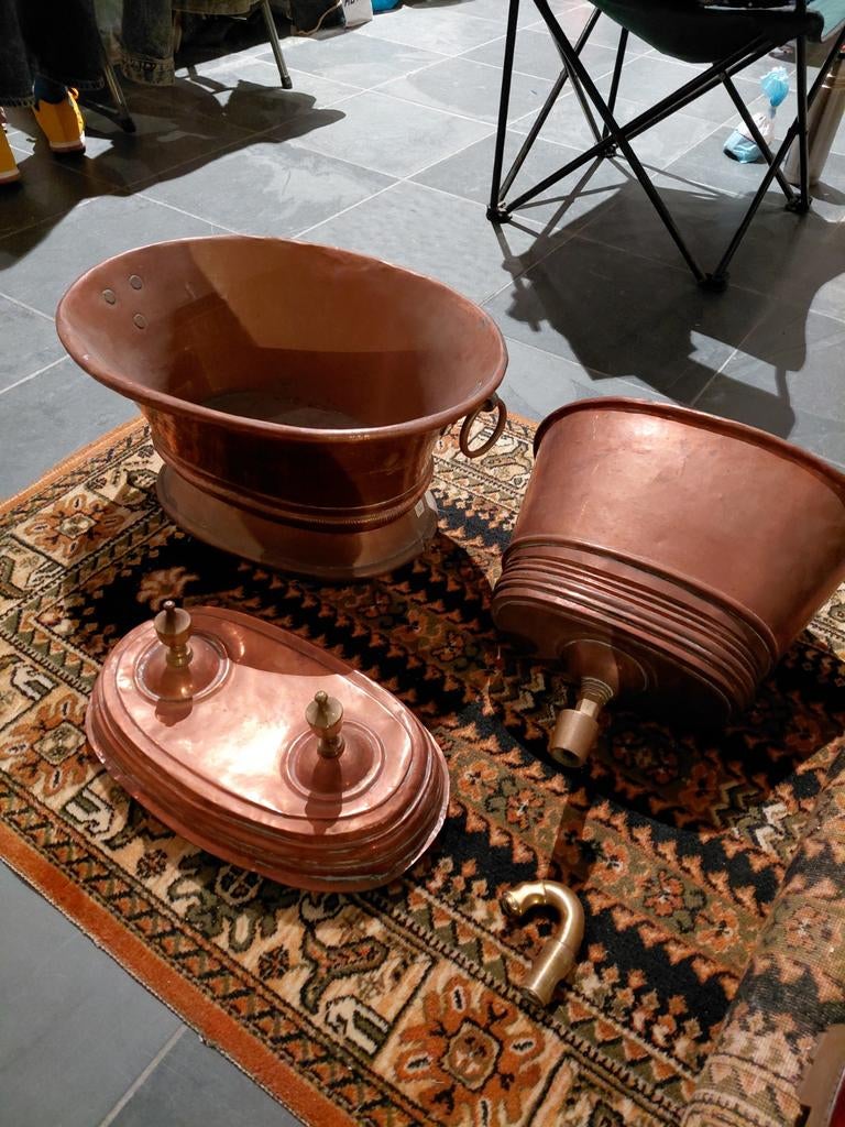 Antieke Koperen wastafel lavabo, Ophalen