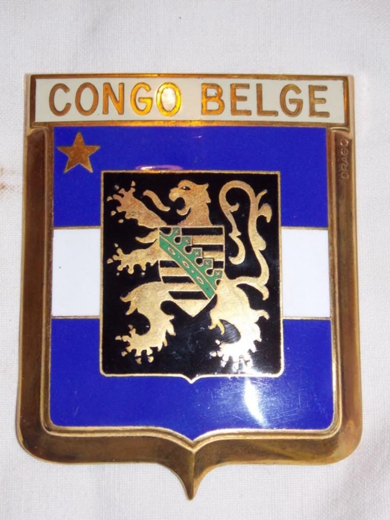 Congo Belge auto plaatje in emaille, Verzamelen, Ophalen of Verzenden, Landmacht, Embleem of Badge