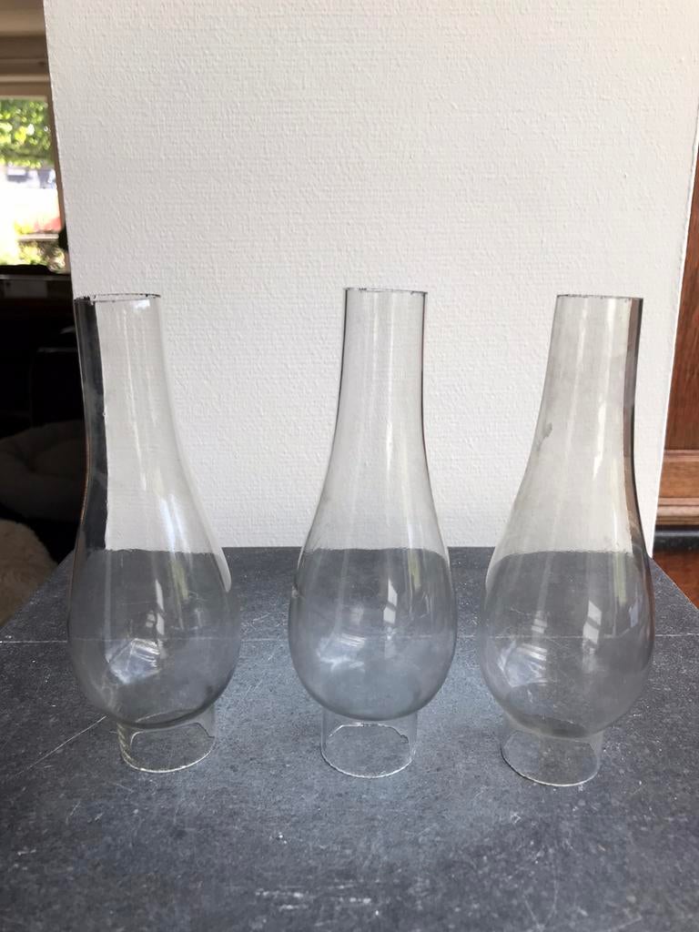 Glas voor olielamp, 1 glaasje nog over met een imperfectie, Antiek en Kunst, Ophalen