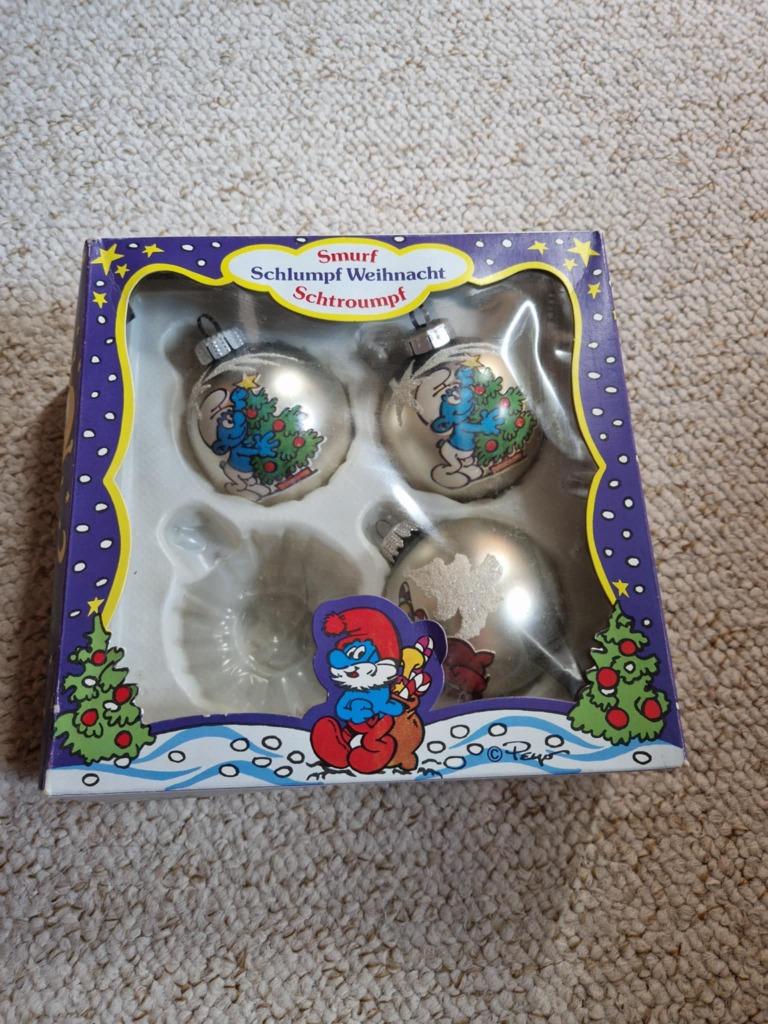 lot de boules de Noël vintage  schtroumpf, Collections, Enlèvement, Neuf, Panneau publicitaire