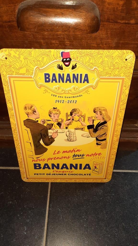Banania bordje , in blik . 21 cm x 30 cm ., Collections, Marques & Objets publicitaires, Enlèvement ou Envoi, Comme neuf