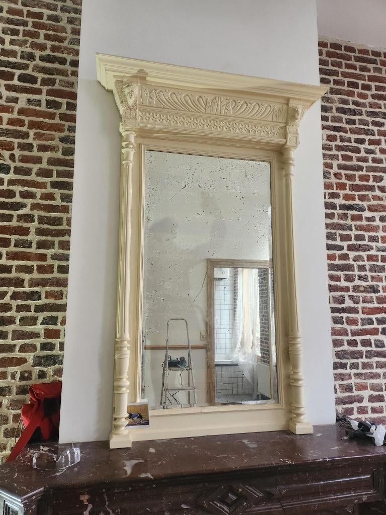 Miroir au mercure - moulures bois, Antiquités & Art, Antiquités | Miroirs, Enlèvement, Rectangulaire, 50 à 100 cm, 150 à 200 cm