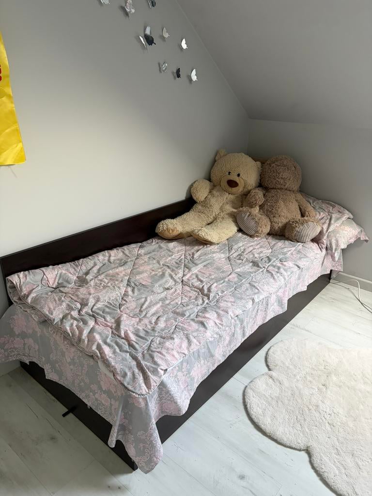 2 x eenpersoonsbed - boxspring + matras, 90 cm, Une personne, Brun, Enlèvement