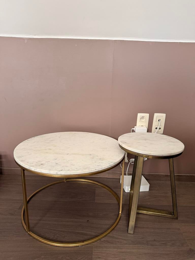 Set marmeren salontafels (2 stuks), Ophalen, Zo goed als nieuw, Scansinavisch