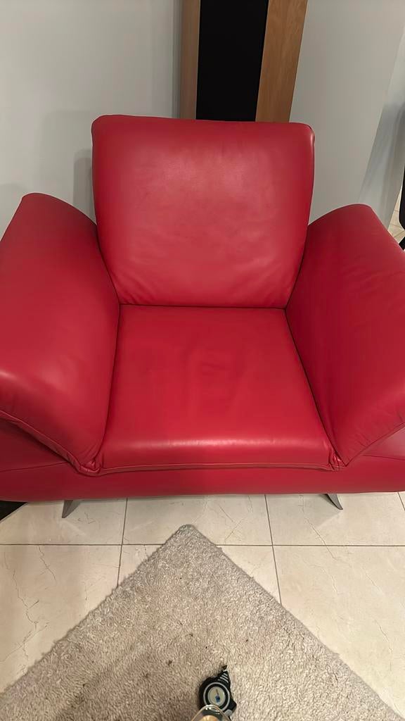 Fauteuil en cuir rouge Koinor, Comme neuf, Moins de 75 cm, Cuir, 50 à 75 cm