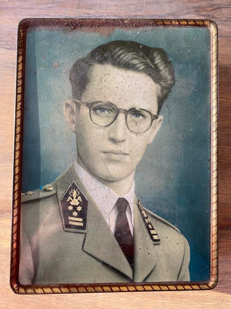Vintage blikkendoos jonge Boudewijn, Ophalen of Verzenden, Gebruikt